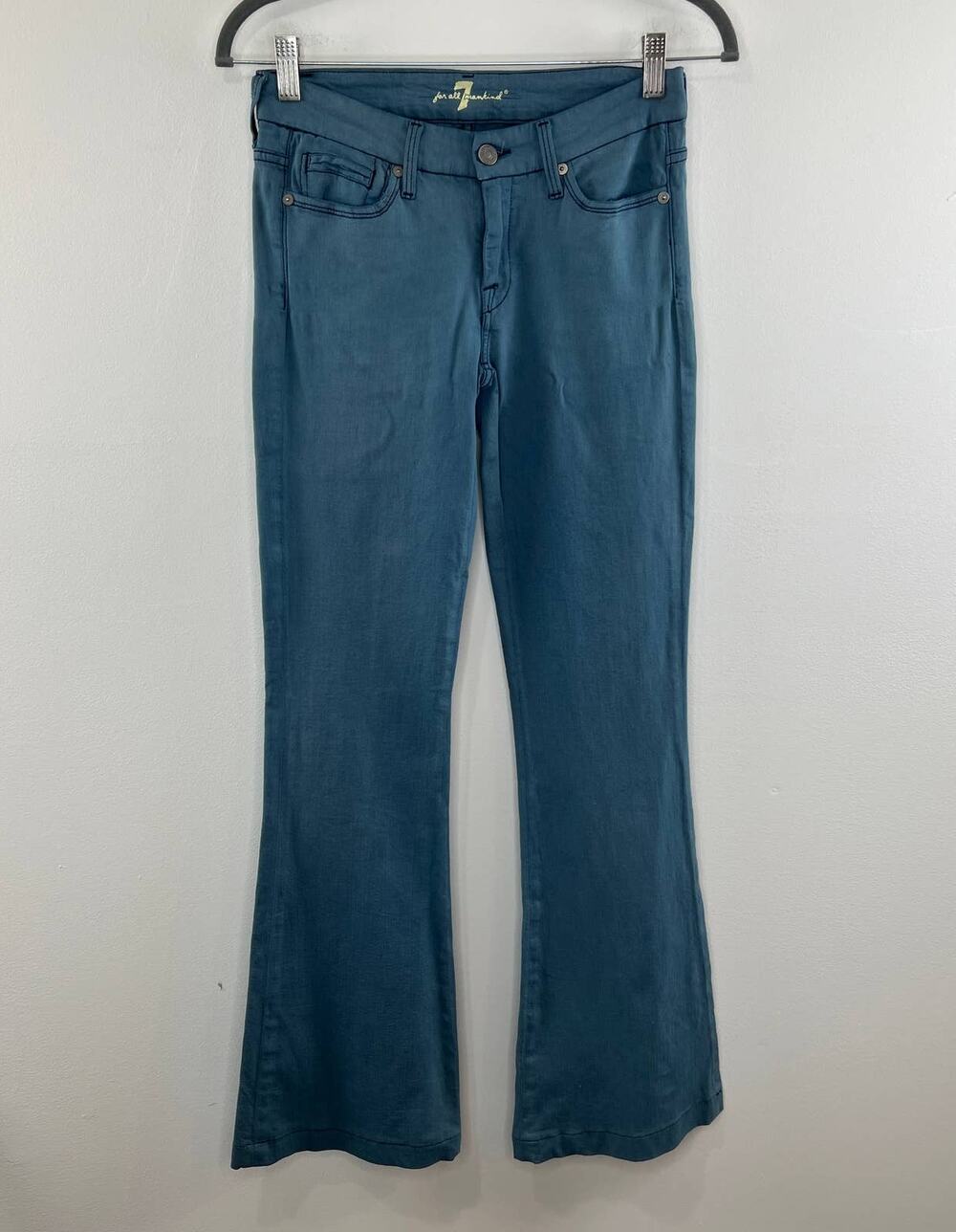 7 For All Mankind 7FAM Blue Cotton Blend Dojo Flare Leg Denim Jeans Size 26